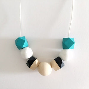 Geometric Monotone Necklace (Teal), Necklaces - The Happy Beach 