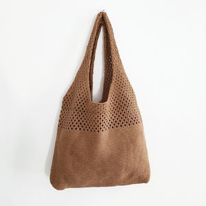 Macey Crochet Tote (Brown), Bags - The Happy Beach 
