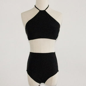 Minimal Black Halter Bikini, Swimwear - The Happy Beach 