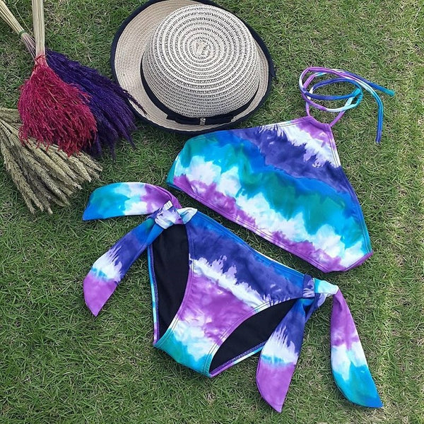 Tie Dye Halter Bikini, Swimwear - The Happy Beach 