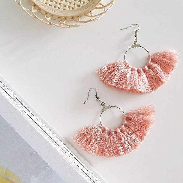 Cassie Tassel Earrings (Pink), Earrings - The Happy Beach 